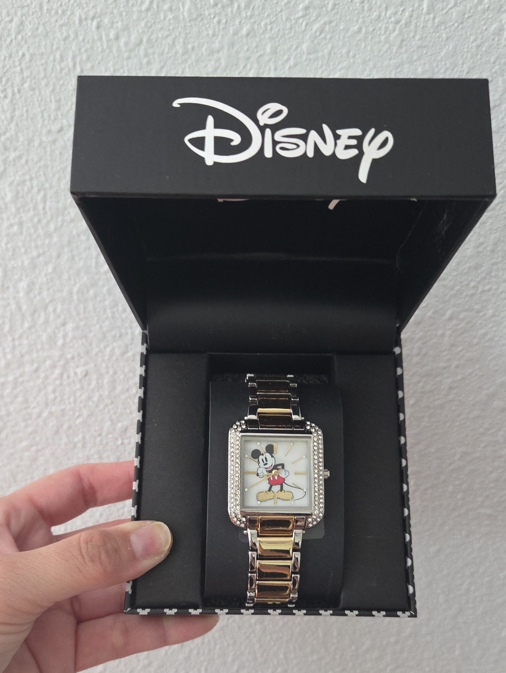 Disney Gold & Silver Mickey Mouse Crystal Accent Watch